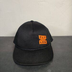 Flylow‎ Mesh Trucker Hat Cap Snap Back Black One Size Panel Mens